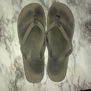 Grey Skinny Rainbow Flip Flops